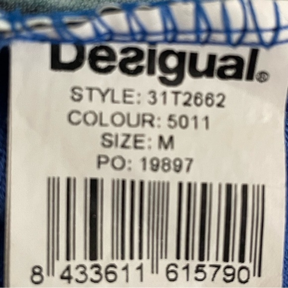 Desigual | White Blue Floral Mixed Media Short Sleeve Top - Picture 9 of 11